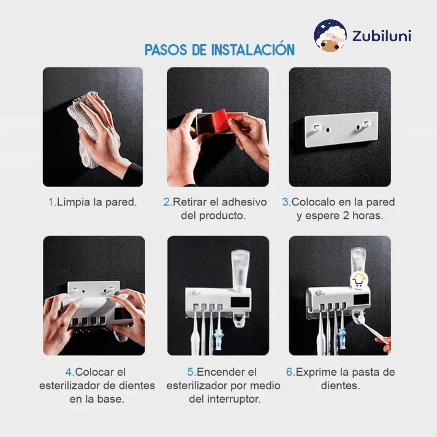 Porta Cepillos Dental con Esterilizador y Dispensador Automático